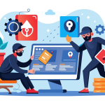 two-men-are-actively-engaged-teamwork-working-large-screen-together-office-setting-hackers-break-into-pc-data-simple-minimalist-flat-vector-illustration